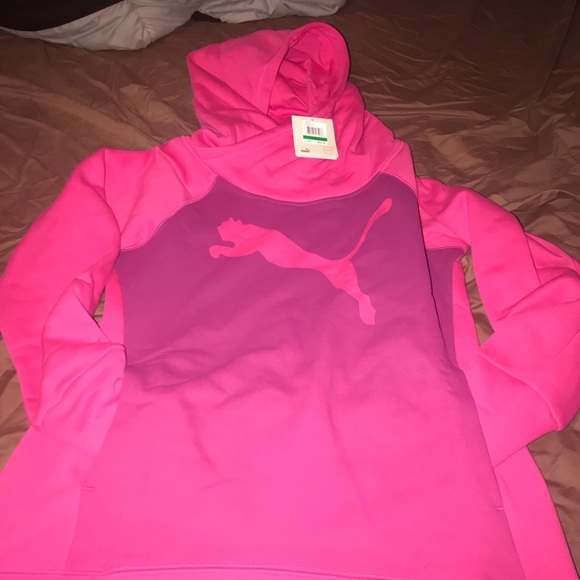 pink puma hoodie womens